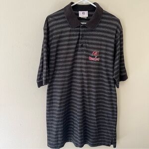 NFL Tampa Bay Buccaneers Men’s Black/Grey Short Sleeve Striped Polo Shirt Sz L